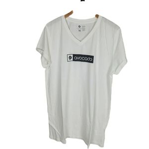 Avocado White V-neck Short Sleeve Tee NEW